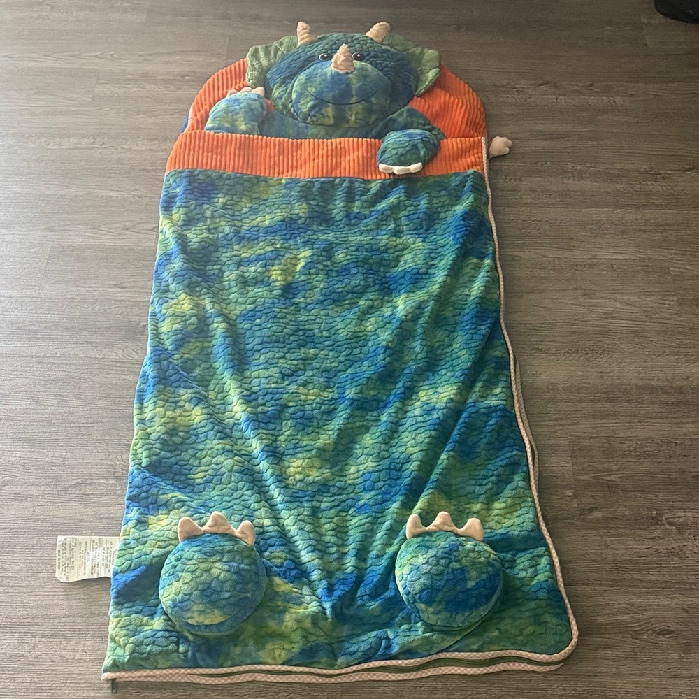 Hug Fun Kids Triceratops Sleeping Bag - Blue and Green